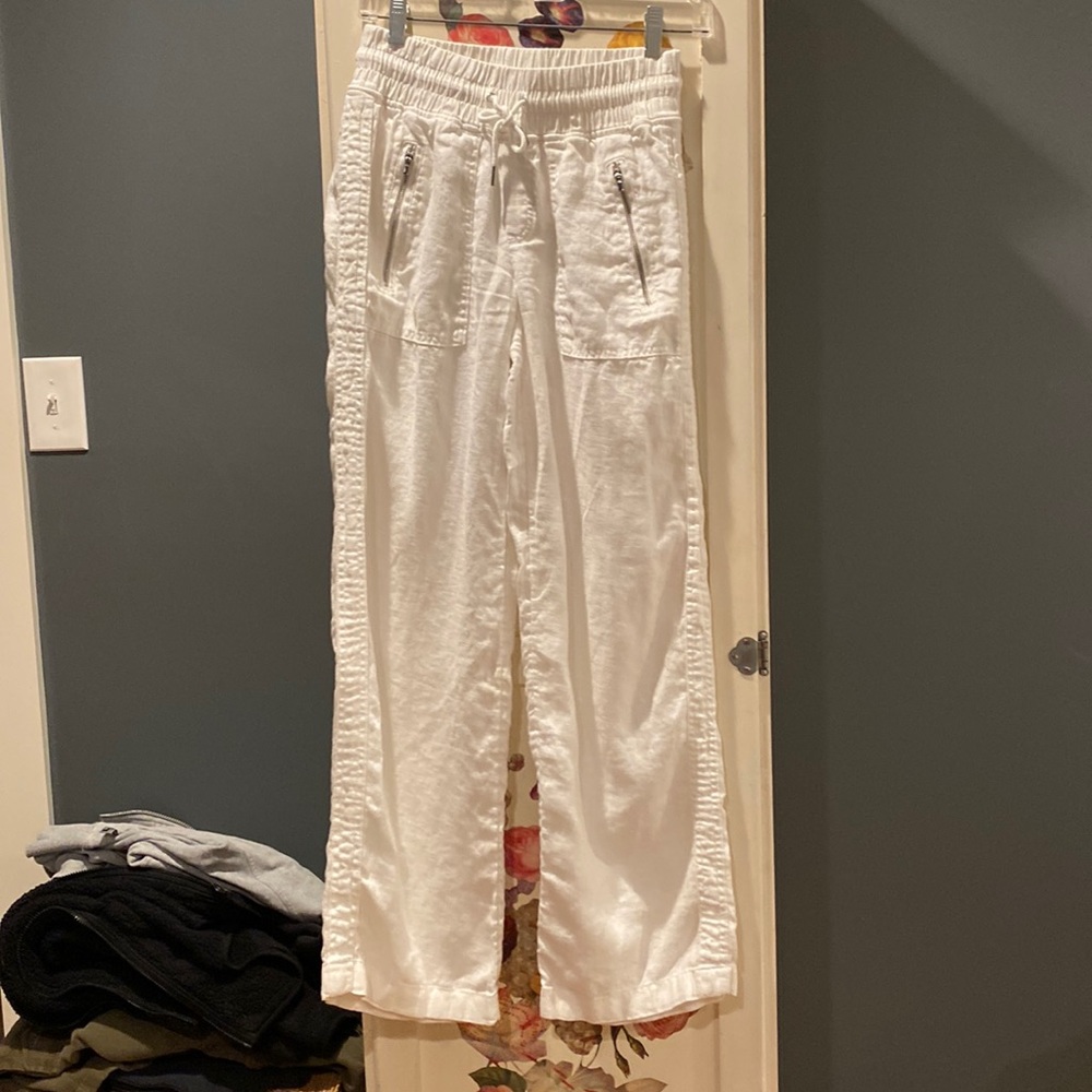 Athleta white linen pants